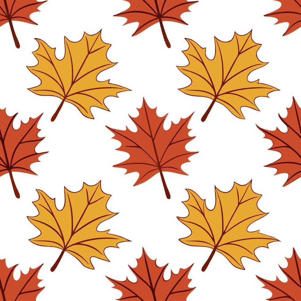 Autumn trees seamless tile pattern with vibrant maple and oak leaves for warm home decor concept as Vibrant maple and oak leaves arranged seamlessly to create warm and inviting aut Clear Set 5 vector
