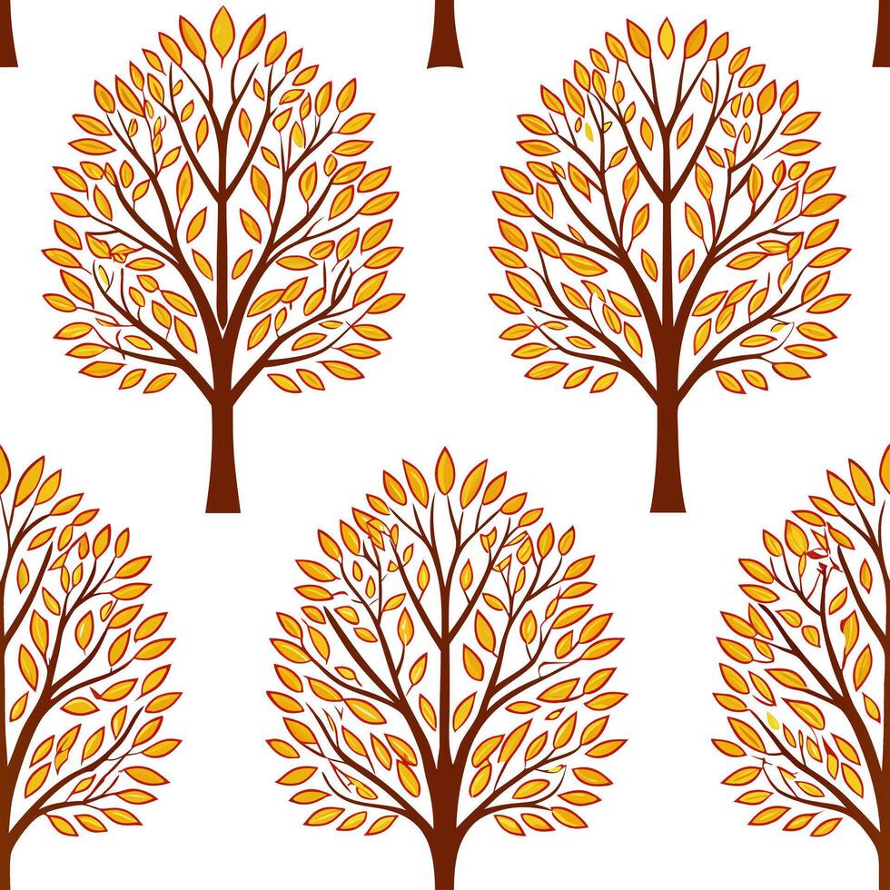 Autumn trees seamless tile pattern with vibrant maple and oak leaves for warm home decor concept as Vibrant maple and oak leaves arranged seamlessly to create warm and inviting aut Clear Set 2 vector