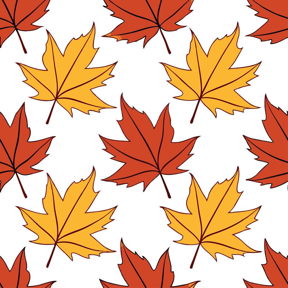 Autumn leaves seamless pattern with rich red orange and yellow hues for vibrant fall designs concept as Vibrant autumn leaves pattern with rich red orange and yellow hues perfect f Clear vector