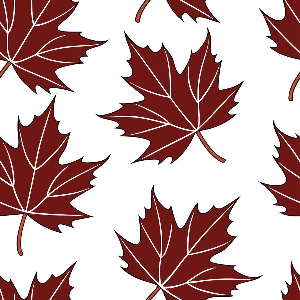Autumn leaves seamless pattern with crisp edges and dark red tones for a dramatic fall inspired effect concept as Dramatic autumn leaves pattern with crisp edges and dark red tones Clear vector