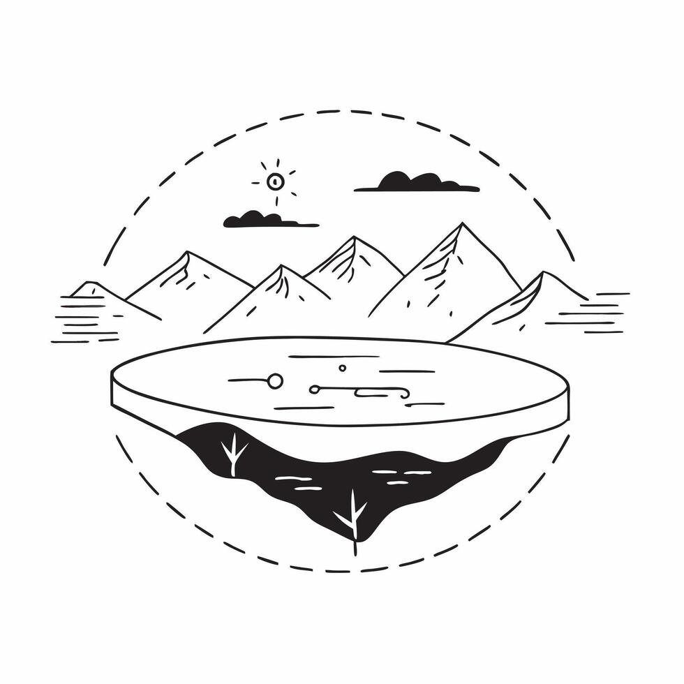 Alpine Lake Tranquility concept as High in the mountains a serene alpine lake offers breathtaking views and a sense of solitude surrounded by peaks in Photo Stock Concept Clear Set 2 vector