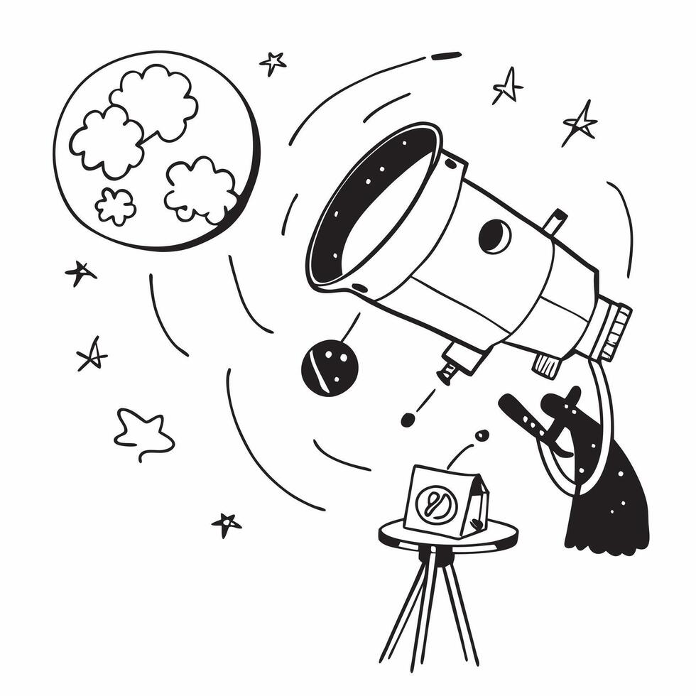 Advanced Telescopic Research concept as Scientists use advanced telescopes to research distant celestial bodies and phenomena in the universe in Photo Stock Concept Clear vector