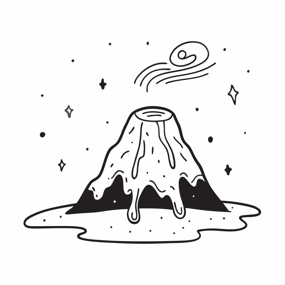 Active Volcano Night Sky concept as An active volcano under a starry night sky with a trail of lava illuminating the darkness in Photo Stock Concept Clear vector