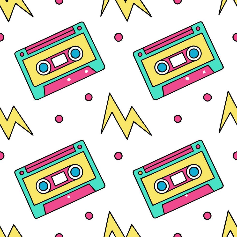 80s neon seamless pattern with glowing elements and vibrant contrasts for modern designs concept as Glowing 80s neon pattern with vibrant contrasts ideal for modern and eye catchin Clear vector