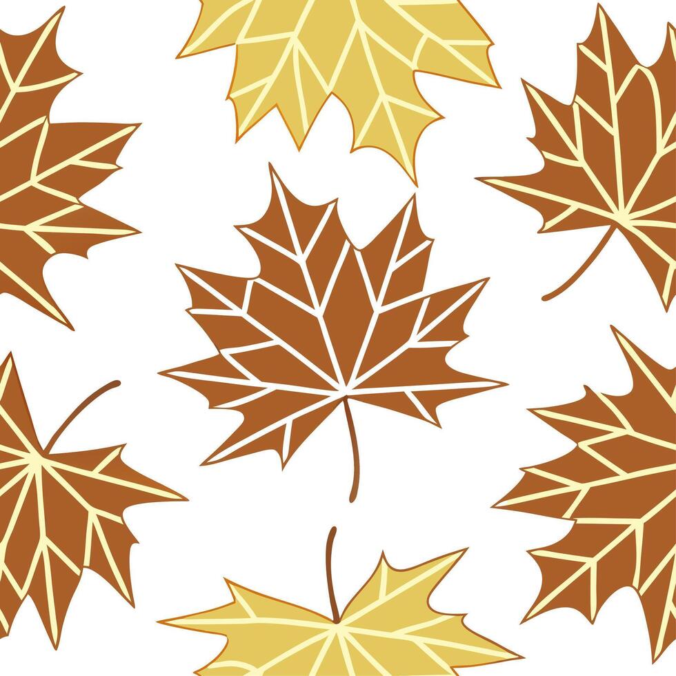 Abstract autumn leaves seamless pattern with geometric leaf shapes and earthy tones for modern fall designs concept as Modern autumn leaves pattern with geometric shapes and earthy Clear vector
