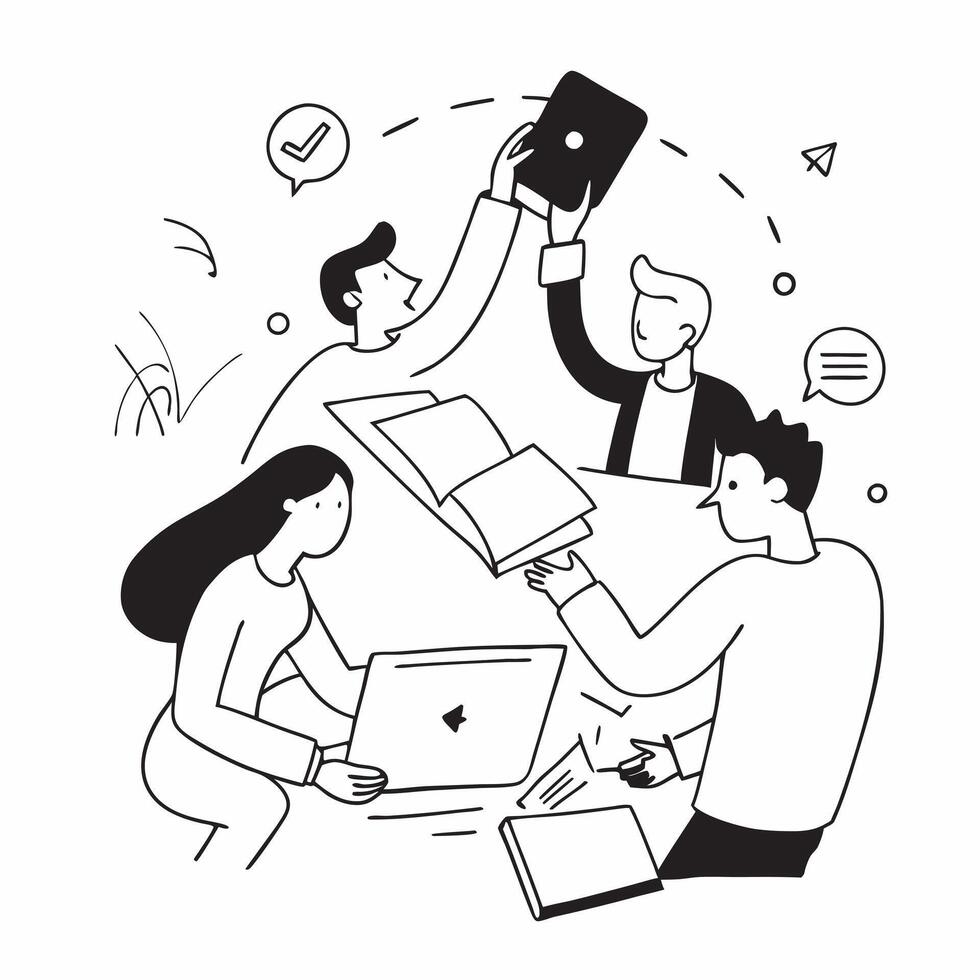 Young professionals collaborating in an office concept as A candid shot of young professionals collaborating in an office highlighting teamwork innovation and productivity with nat Clean Version 2 vector