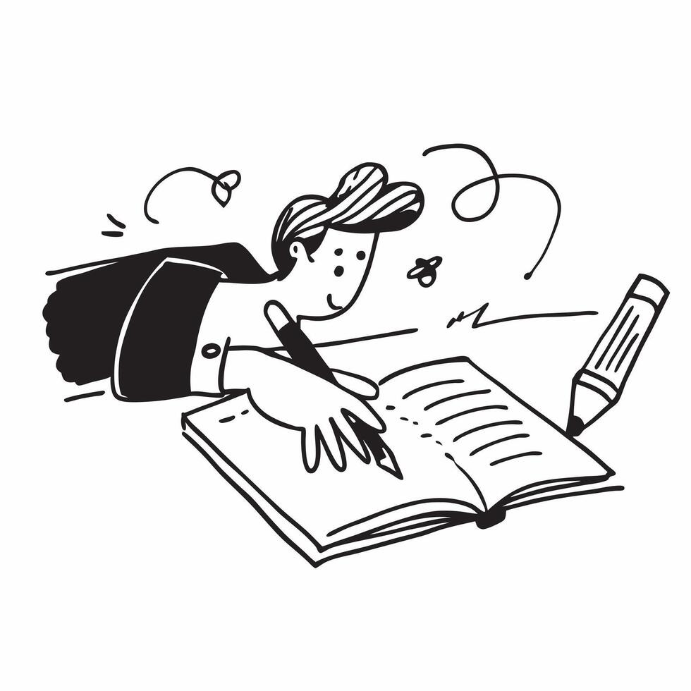 Writing in a journal concept as A woman writing in a journal capturing the introspection and creativity involved in this personal and expressive hobby in Photo Stock Concept v1 vector