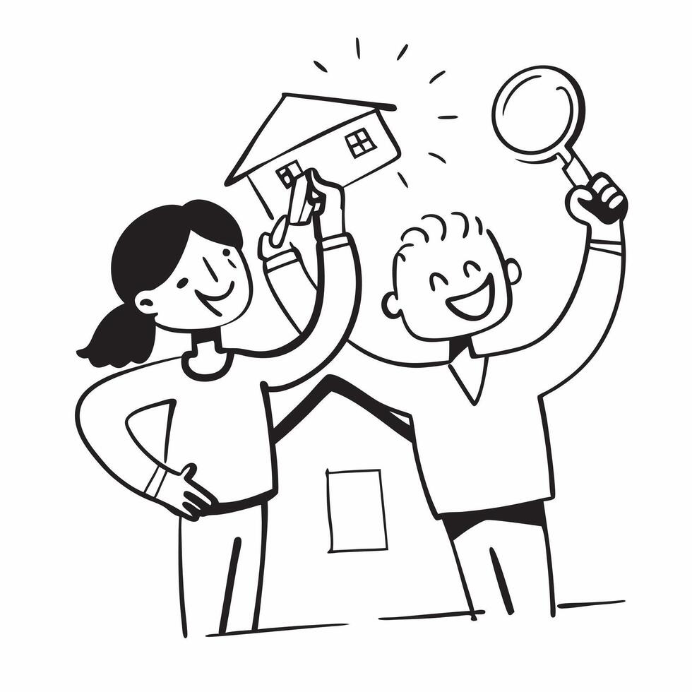 Young couple with keys to new home concept as A young couple holding keys to their new home symbolizing the achievement and excitement of buying their first house in Photo Stock C v1 vector
