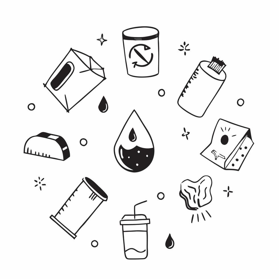 Watercolor tiles with zero waste icons concept as Seamless watercolor tiles showcasing various zero waste icons including reusable straws cloth bags and glass jars emphasizing a ze v1 vector
