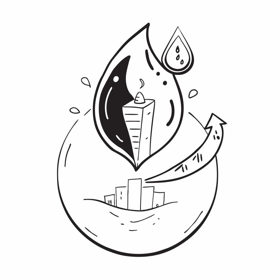 Water drop reflecting urban business park concept as A water drop on a petal reflecting an urban business park illustrating the harmony between nature and corporate environments i v1 vector