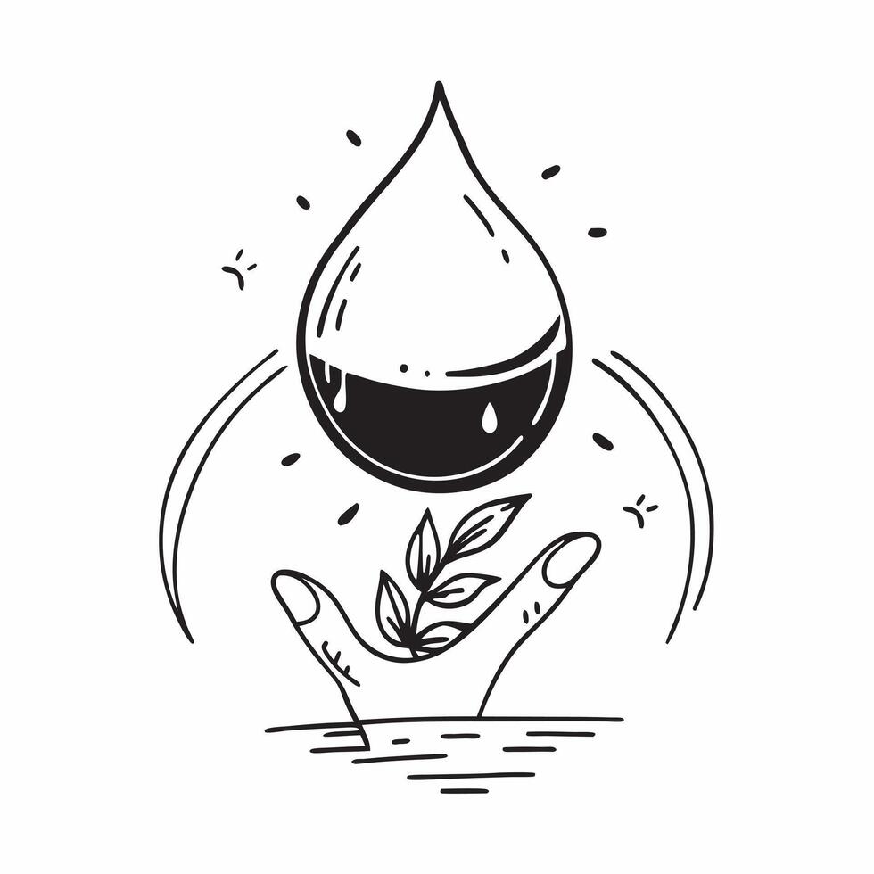 Water drop reflecting eco business strategy concept as A water drop on a blade of grass reflecting an eco business strategy meeting symbolizing the blend of nature and sustainable v1 vector