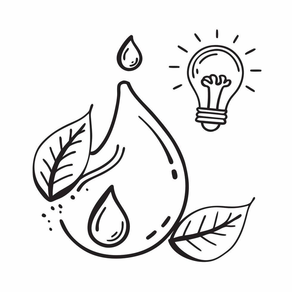 Water drop reflecting business brainstorming concept as A water drop on a leaf reflecting a business brainstorming session illustrating the harmony between nature and corporate cre v1 vector