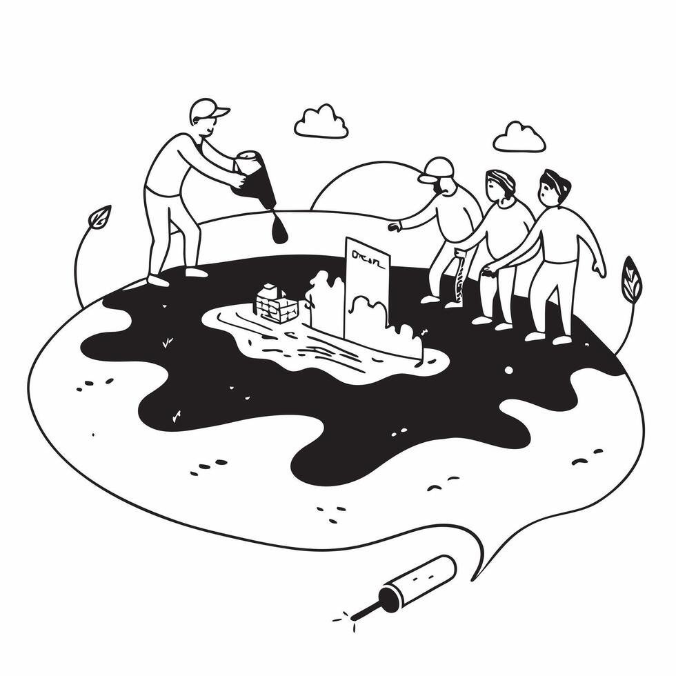 Volunteers cleaning a polluted river concept as High resolution image of volunteers cleaning a polluted river with a glossy backdrop representing efforts to restore aquatic habitat v1 vector