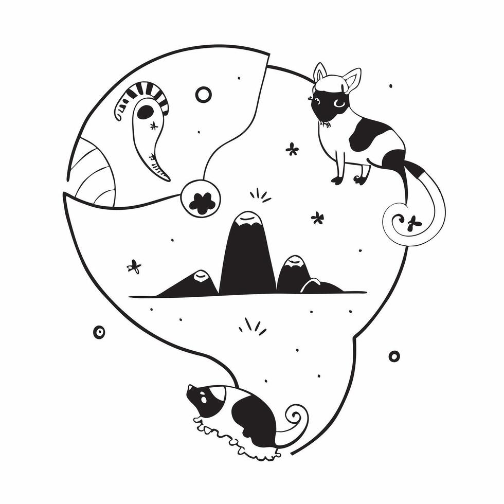 Unseen wildlife in Madagascar concept as Discover Madagascars unseen wildlife from unique lemurs to exotic chameleons Explore the islands diverse ecosystems and experience its unp v1 vector