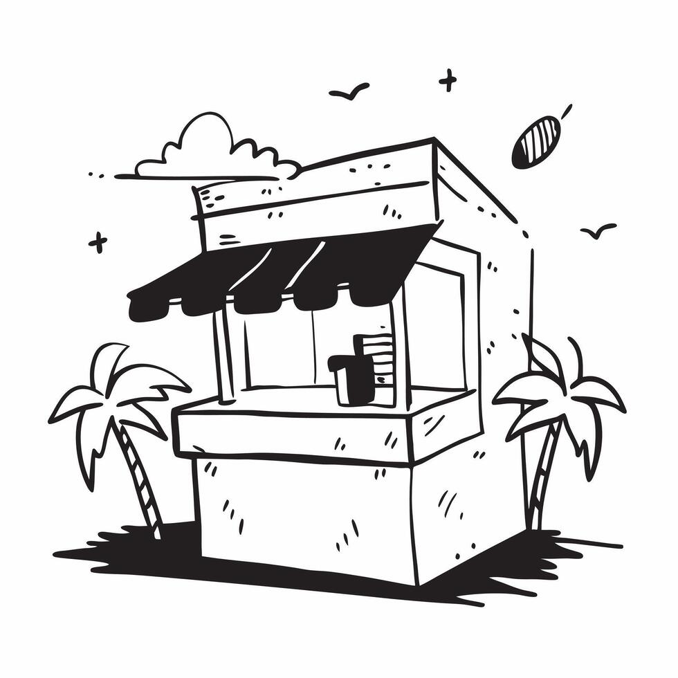 Tropical beach bar concept as High resolution image of a tropical beach bar with a glossy backdrop capturing the vibrant and lively atmosphere of beach resorts in Photo Stock Conc v1 vector