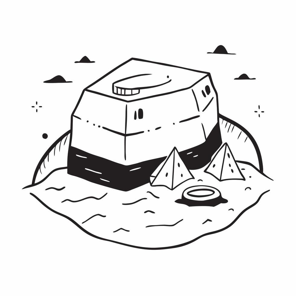 Tent in mountain meadow concept as High resolution image of a tent set up in a mountain meadow with a glossy backdrop symbolizing the simplicity and beauty of camping while backpac Clean Version 2 vector