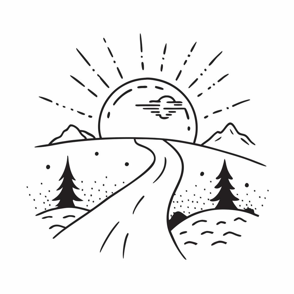 Sunrise on forest trail concept as High resolution image of a sunrise illuminating a forest trail with a glossy backdrop symbolizing new beginnings and the beauty of morning in the Clean Version 2 vector