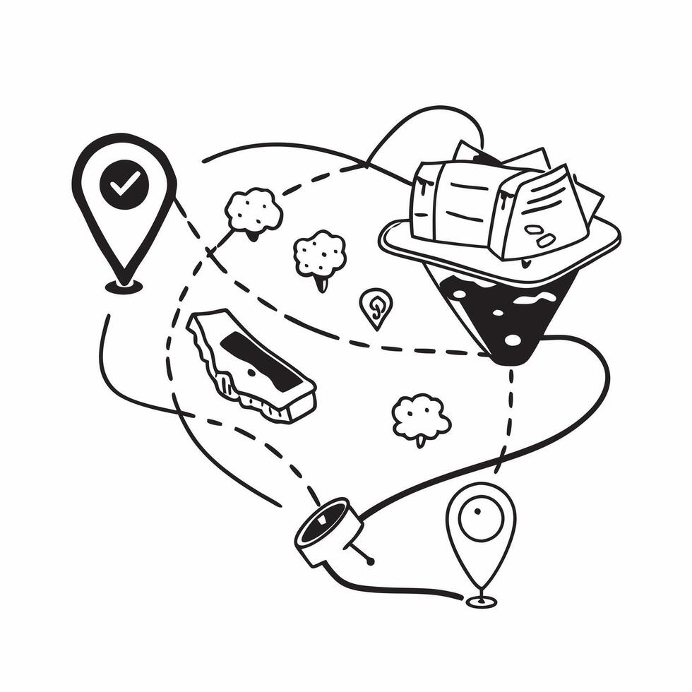 Street food tour map concept as High resolution image of a map highlighting street food tour locations with a glossy backdrop emphasizing the organized and exploratory nature of st v1 vector