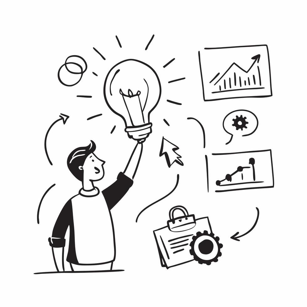 Startup founder with light bulb concept as A startup founder holding a light bulb symbolizing the birth of innovative ideas that drive their business in Photo Stock Concept v1 vector