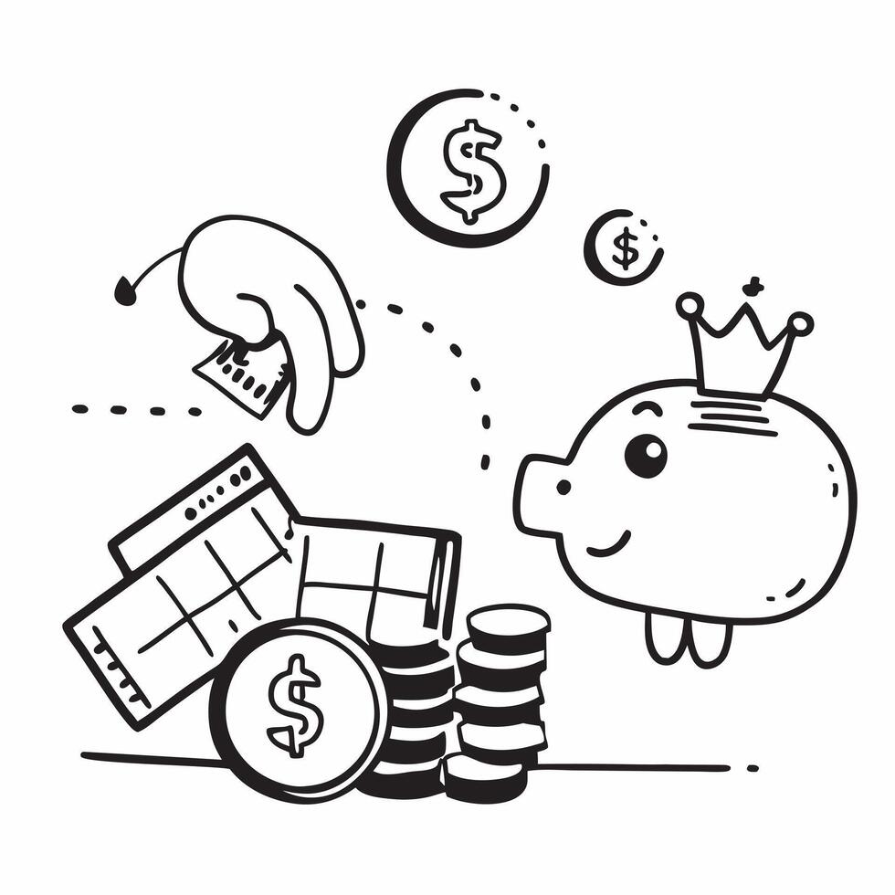Stack of coins with a calculator and piggy bank concept as A stack of coins with a calculator and a piggy bank symbolizing budgeting cost saving and financial planning for business Clean Version 2 vector