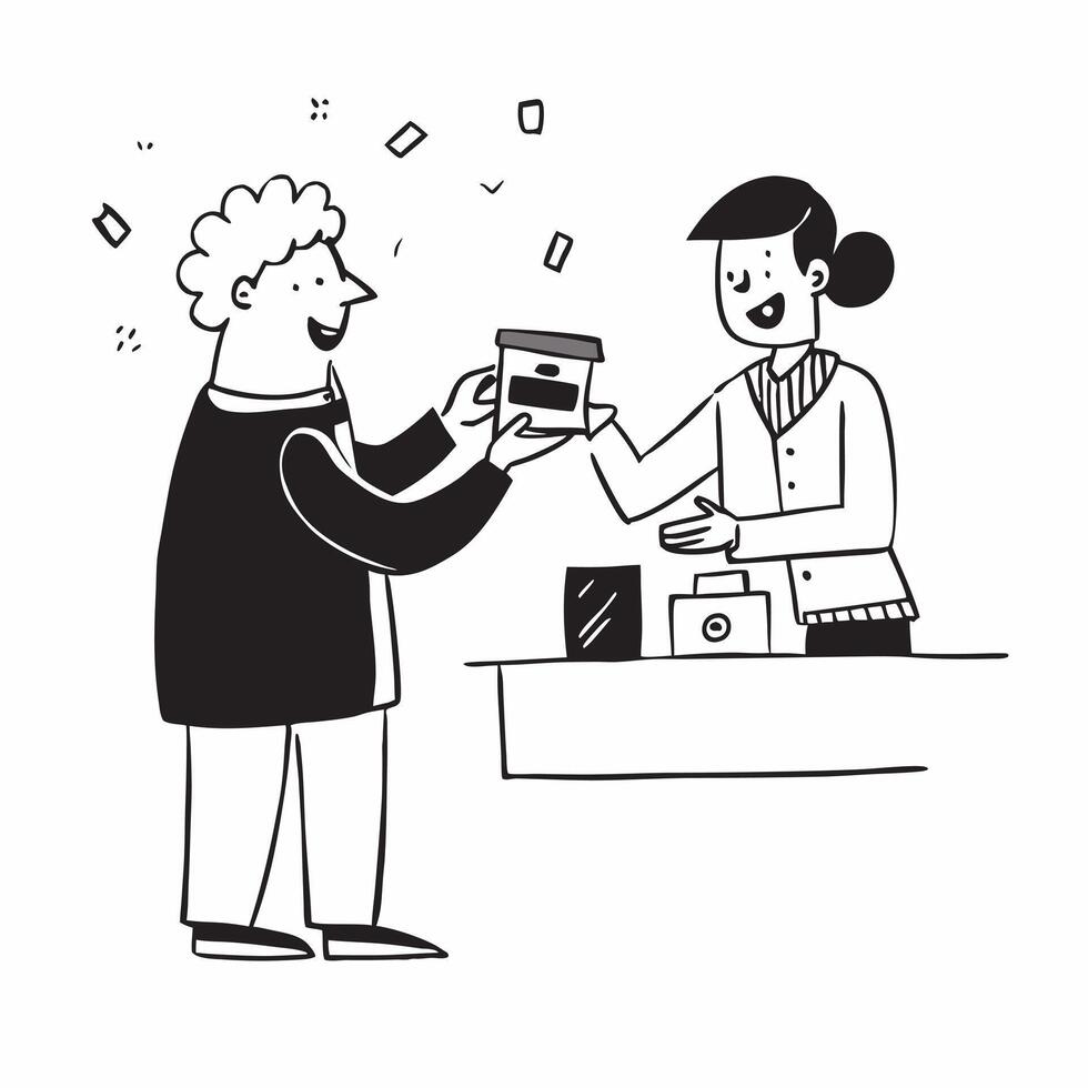 Small cafe owner serving coffee to a customer concept as A small cafe owner serving coffee to a customer showcasing customer service hospitality and the daily operations of a small v1 vector