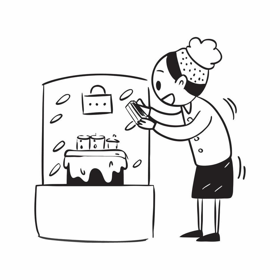 Small bakery owner decorating a cake concept as A small bakery owner decorating a cake showcasing creativity attention to detail and customer satisfaction in small business bakery v1 vector