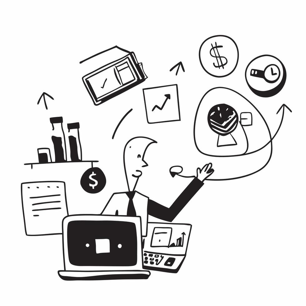 Small business owner managing finances on a laptop concept as A small business owner managing finances on a laptop highlighting the importance of financial management technology an v1 vector