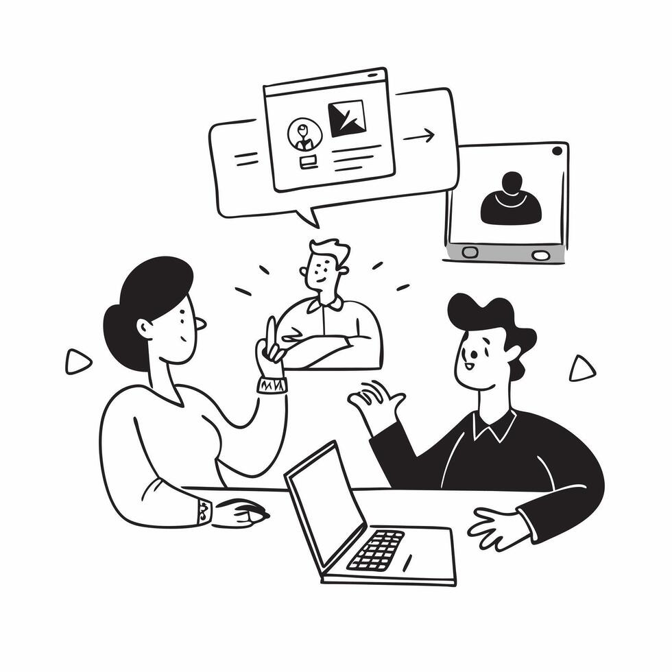Small business team having a conference meeting concept as A small business team having a conference meeting showcasing remote work communication and technology in mode v1 vector