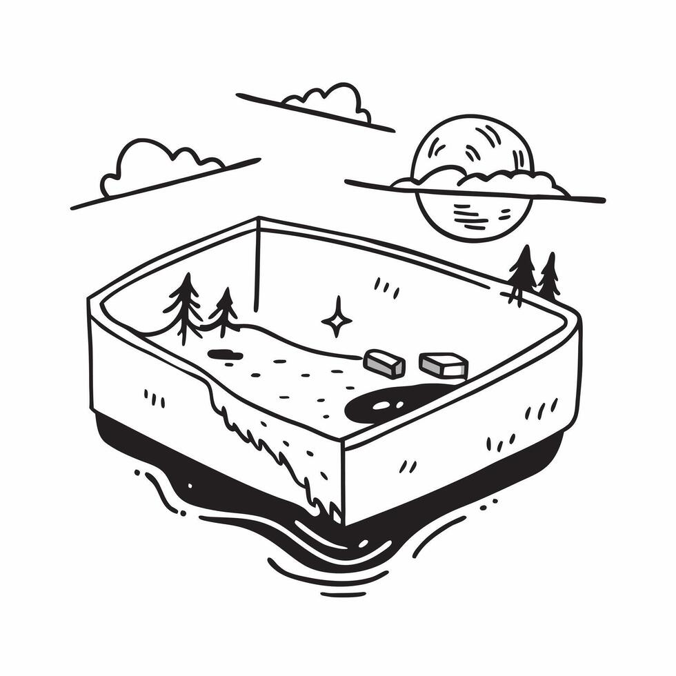 Simple flat design icon Scenic lake with reflection of mountains and forest concept as A scenic lake with the reflection of mountains and forest with ample copyspace for text repre v1 vector