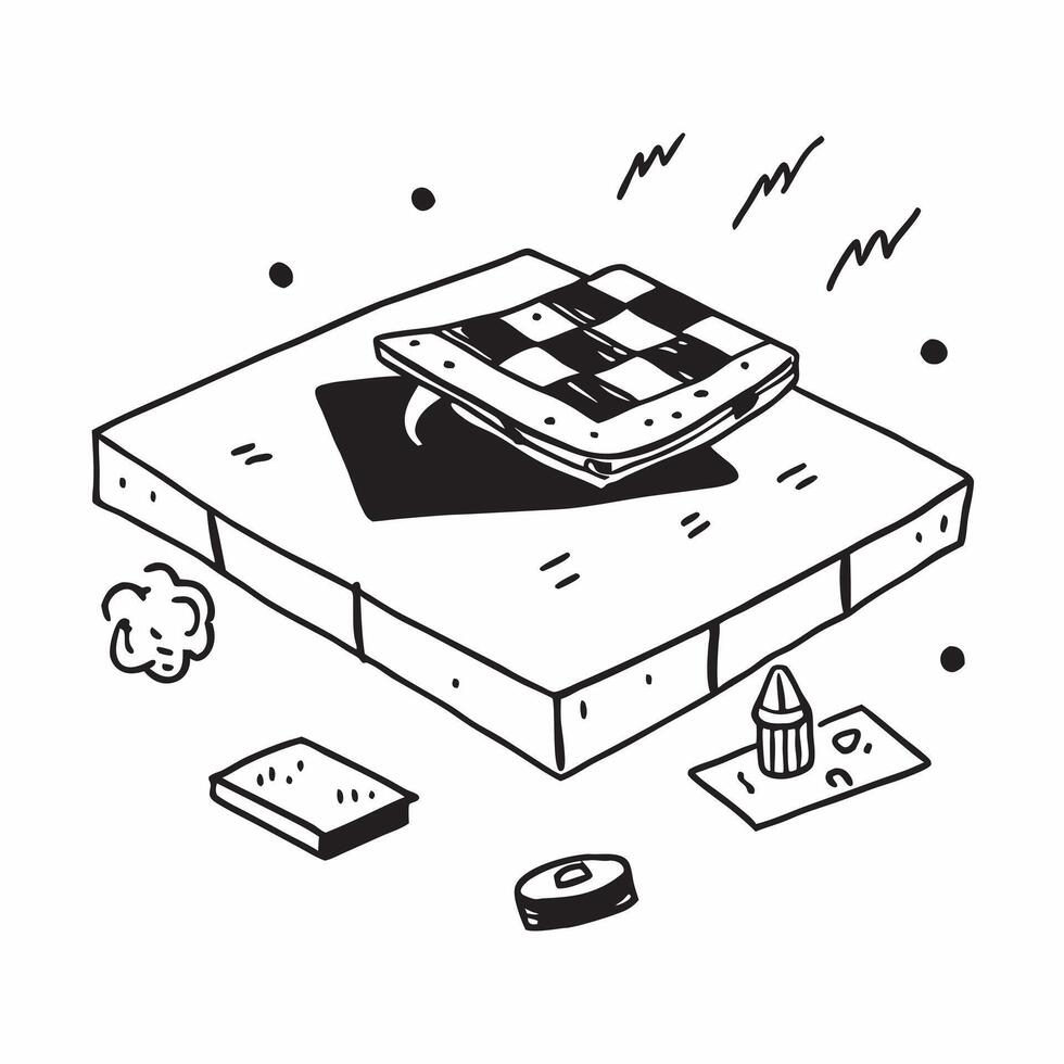 Simple flat design icon Picnic table with a checkered cloth and summer food spread concept as A picnic table with a checkered cloth and summer food spread with ample copyspace for v1 vector