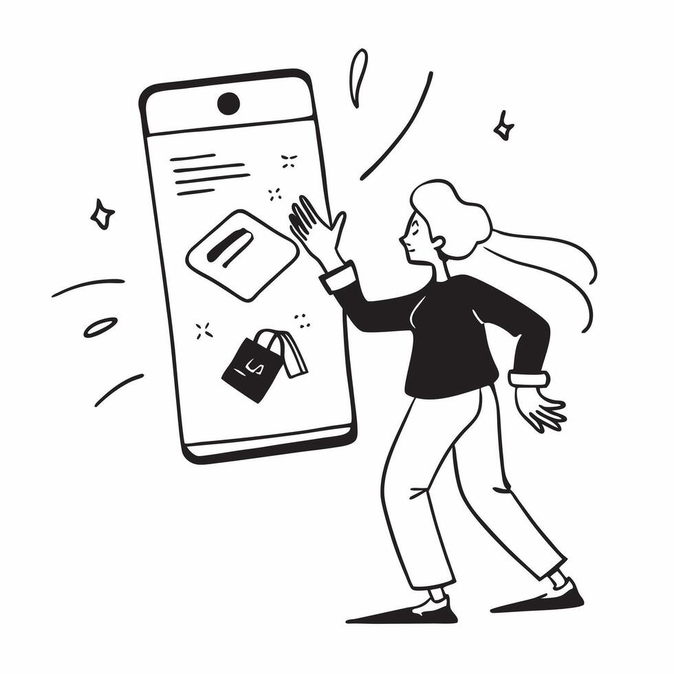 Shopper using a mobile app for half year sale deals concept as A shopper using a mobile app to find the best deals during the half year sale highlighting convenience and technology v1 vector