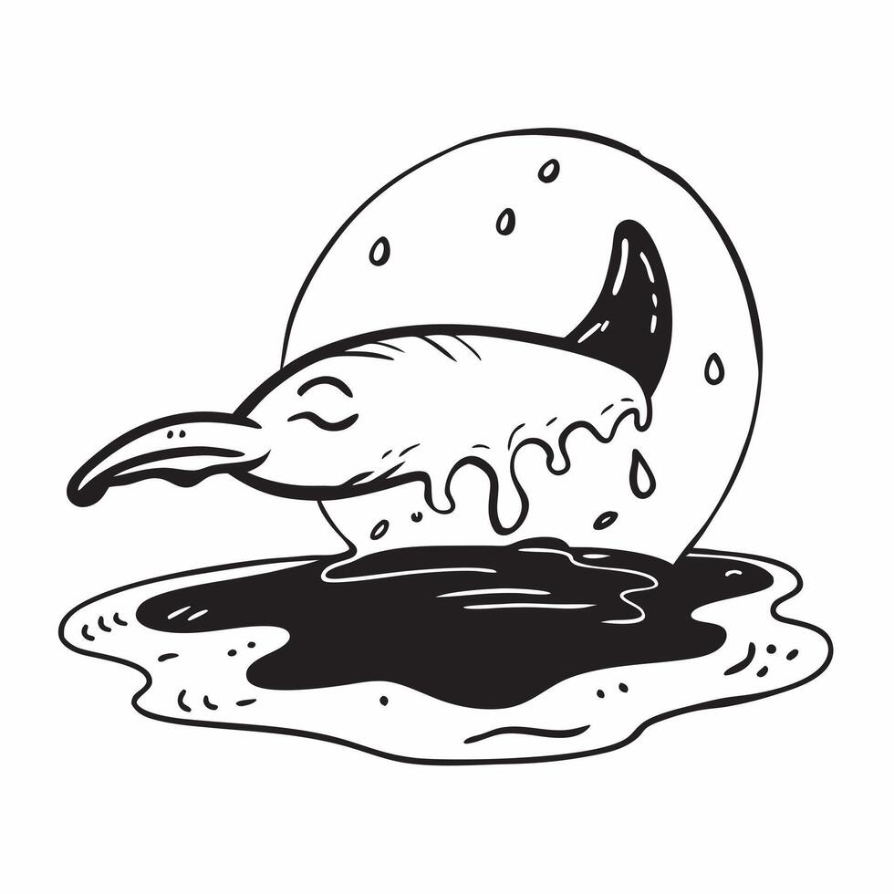 Seabird covered in oil spill concept as High resolution image of a seabird covered in oil spill against a glossy backdrop illustrating the consequences of high carbon emissions and v1 vector