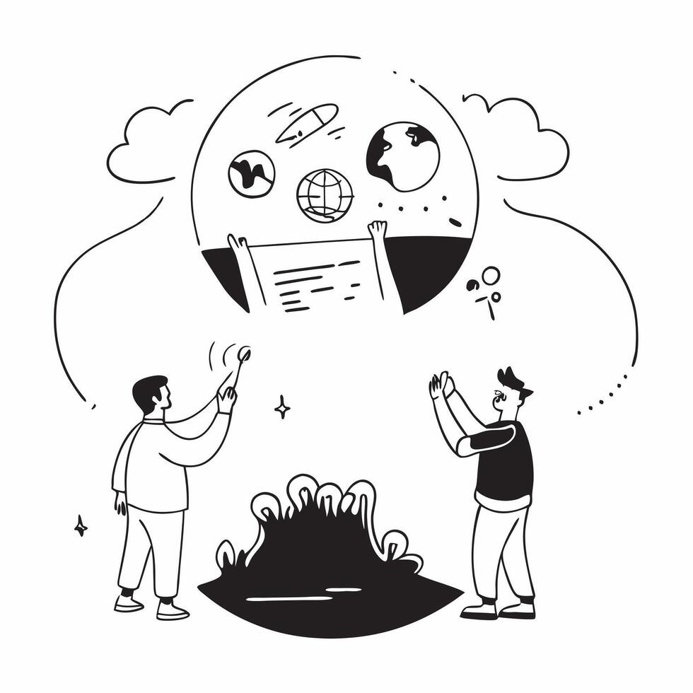 Scientists studying deforestation impact concept as High resolution image of scientists studying the impact of deforestation on wildlife with a glossy backdrop highlighting human e v1 vector