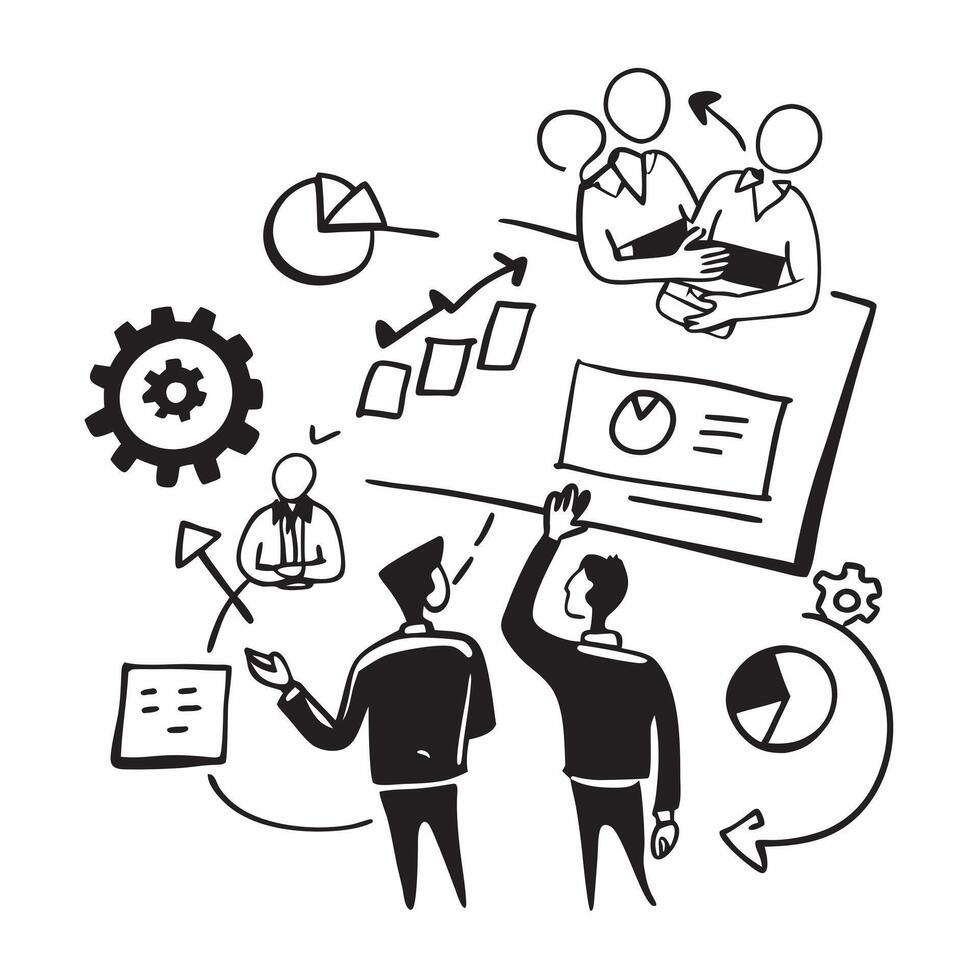 Sales team utilizing project management tools concept as A sales team utilizing project management tools to coordinate tasks showcasing high performance in time management and driv v1 vector
