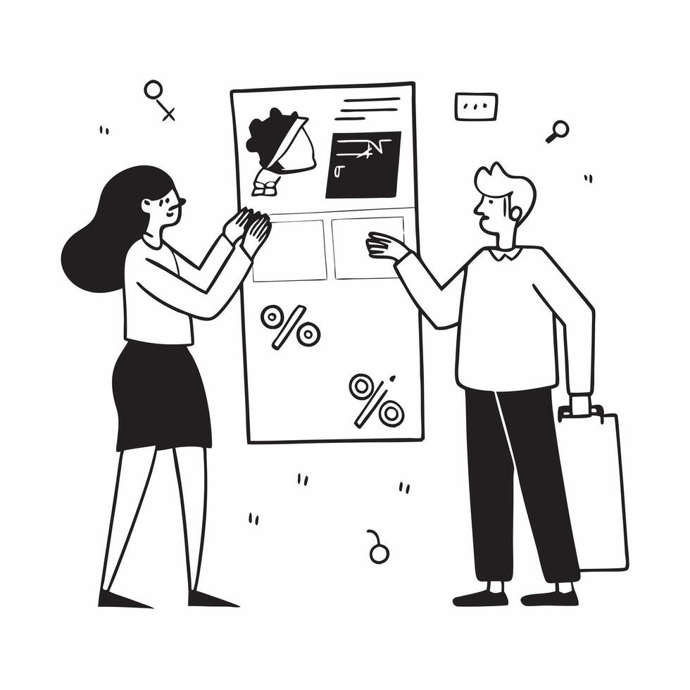 Retail staff assisting customers during sale concept as Retail staff assisting and guiding customers to find the best deals during the half year sale emphasizing customer service a v1 vector