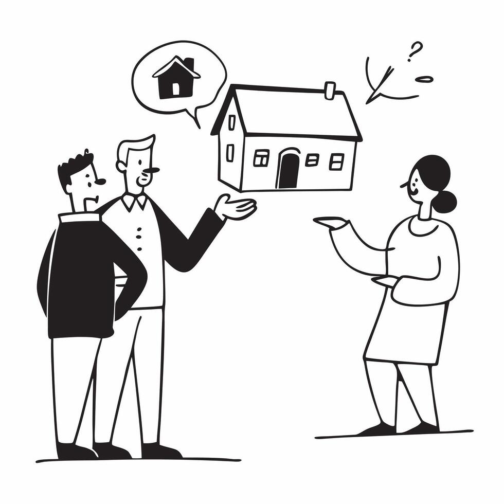 Real estate agent showing a house concept as A real estate agent showing a house to potential buyers highlighting the professional guidance and expertise in finding the best home f v1 vector