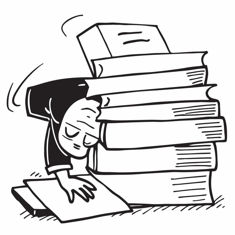 Public relations manager asleep on press releases concept as A public relations manager asleep on a stack of press releases in their office showcasing the demanding nature and long v1 vector