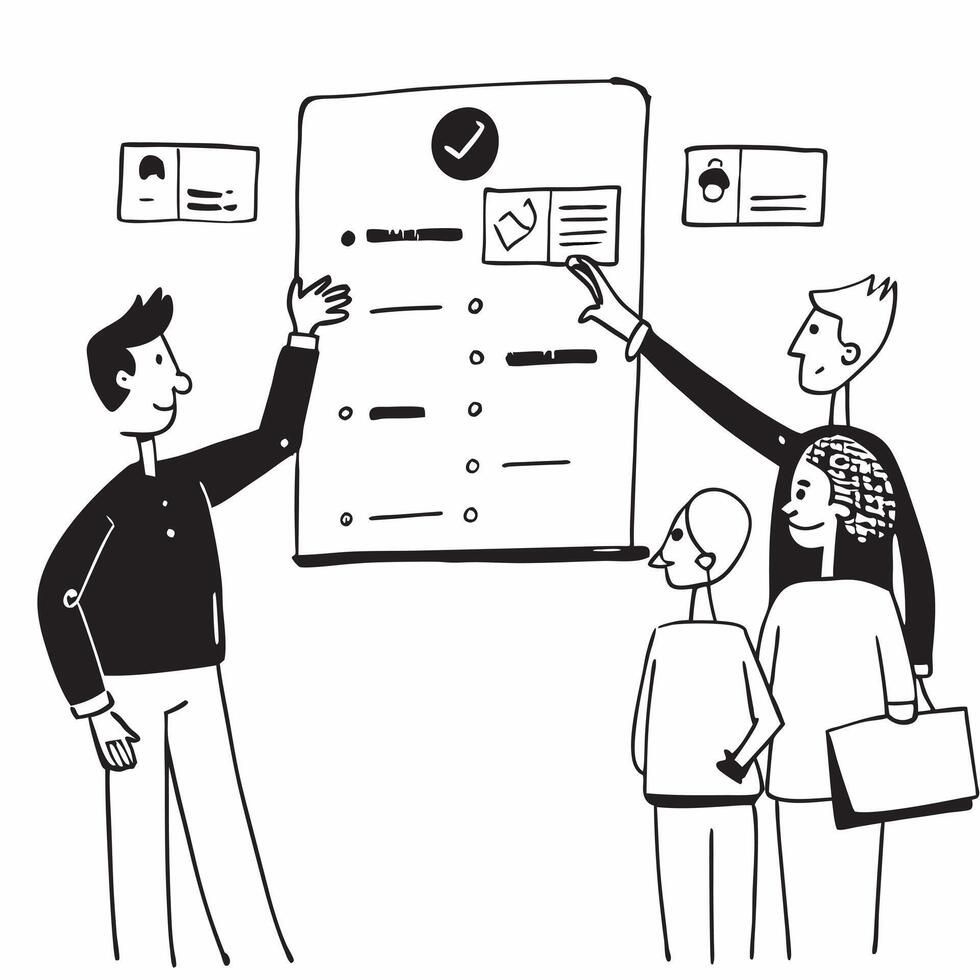 Project manager presenting a detailed timeline to clients concept as A project manager presenting a detailed project timeline to clients highlighting organization and clear communi v1 vector