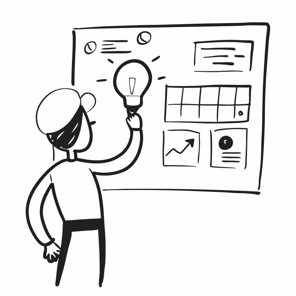 Project manager with light bulb and gantt chart concept as A project manager holding a light bulb next to a Gantt chart symbolizing the planning and execution of new ideas for work v1 vector