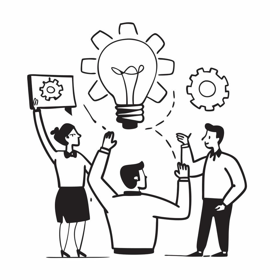 Product manager pitching a new app to the development team concept as A product manager enthusiastically pitching a new app idea to the development team highlighting innovation and v1 vector