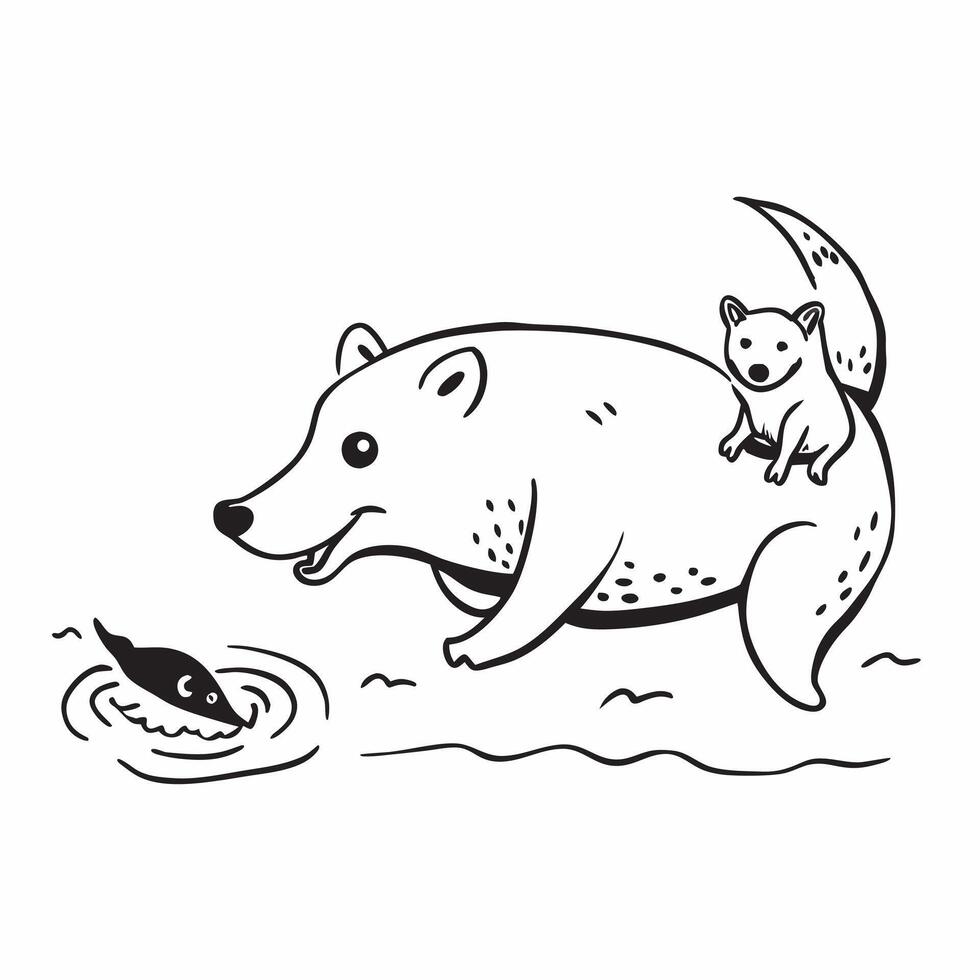 Polar bear hunting seal concept as A polar bear hunting a seal on the ice showcasing the strength and endurance of this Arctic predator in Photo Stock Concept v1 vector