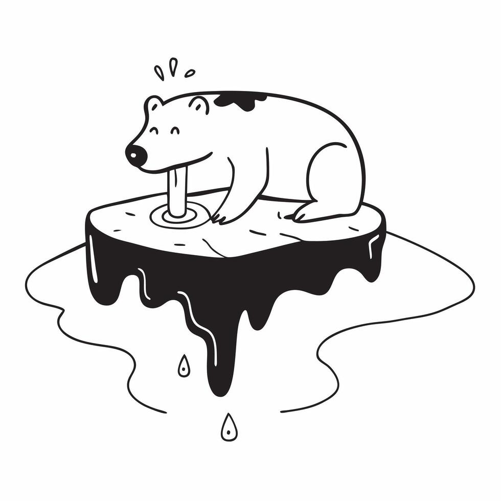 Polar bear on melting ice concept as High resolution image of a polar bear on a small melting ice floe against a glossy backdrop symbolizing the impact of high carbon emissions on v1 vector