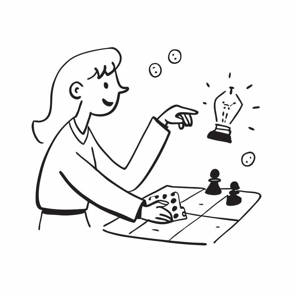 Playing chess concept as A woman playing chess highlighting the strategic thinking and mental engagement involved in this classic hobby in Photo Stock Concept v1 vector