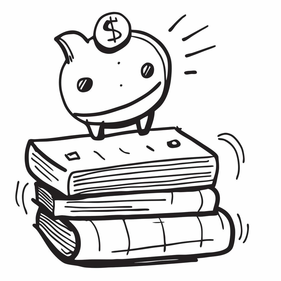 Piggy bank on a stack of financial documents concept as A piggy bank on a stack of financial documents symbolizing savings financial planning and cost saving practices in business v1 vector