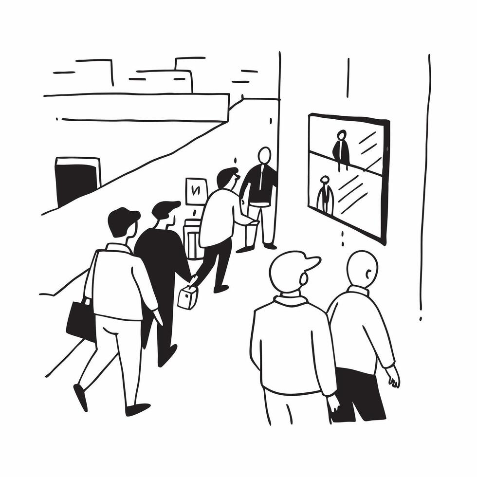 People commuting on a busy city street concept as A candid shot of people commuting on a busy city street capturing the hustle and bustle of urban life with a focus on the diversit Clean Version 2 vector