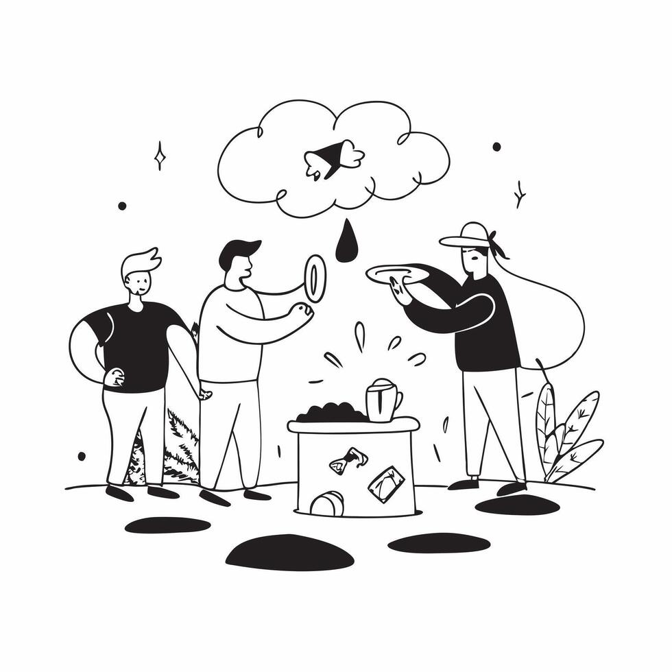 People enjoying a barbecue at a backyard party concept as A candid shot of people enjoying a barbecue at a backyard party showcasing the fun food and togetherness with natural expr Clean Version 2 vector