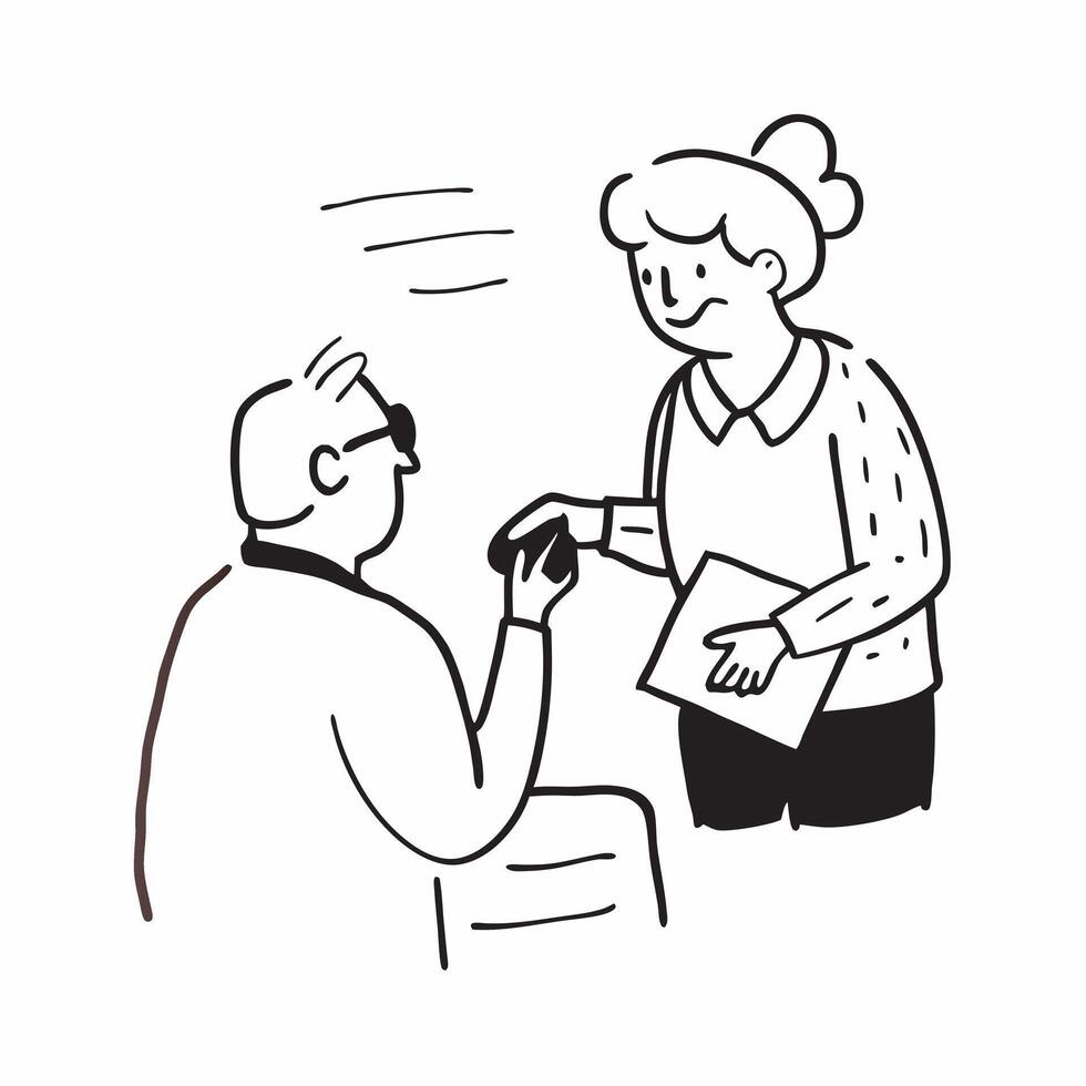 Patient getting a vision test concept as A patient undergoing a vision test with an optometrist checking their eyesight highlighting the importance of regular eye exams for maintai v1 vector