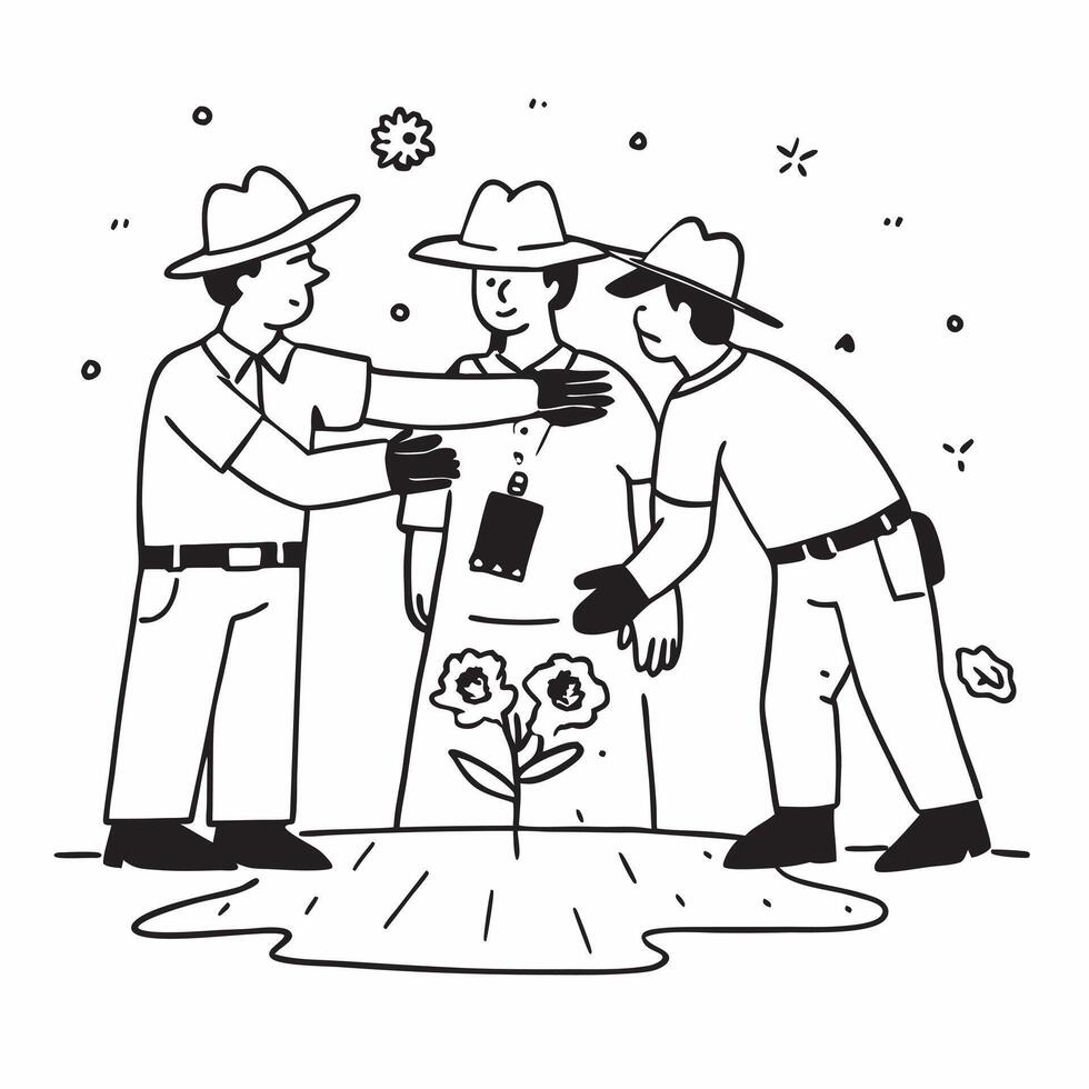 Park rangers reintroducing species concept as High resolution image of park rangers reintroducing a species into its natural habitat with a glossy backdrop showcasing efforts to su v1 vector