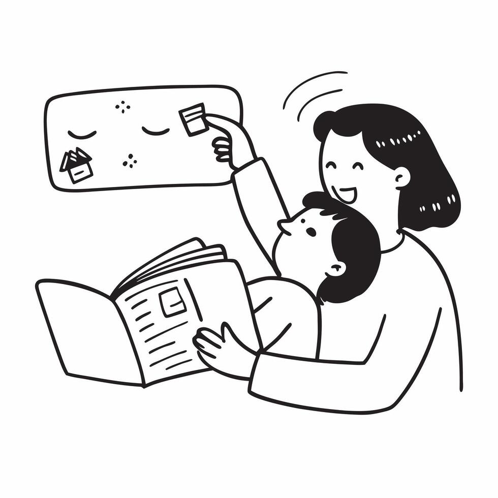 Parent reading a bedtime story to a child concept as A candid shot of a parent reading a bedtime story to a child showcasing the warmth bonding and intimate moments of parenthood w Clean Version 2 vector