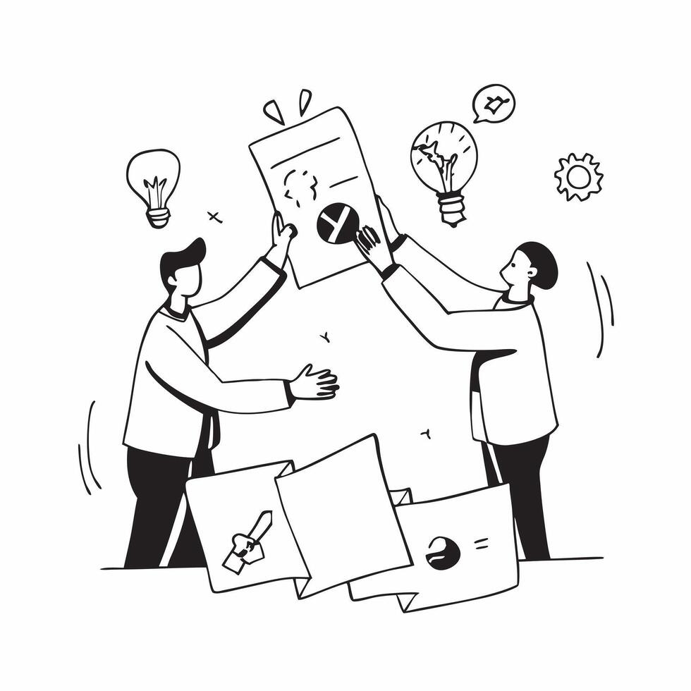 Partners planning joint venture integration concept as Partners planning the integration of their joint venture representing high performance collaboration and strategic planning f v1 vector